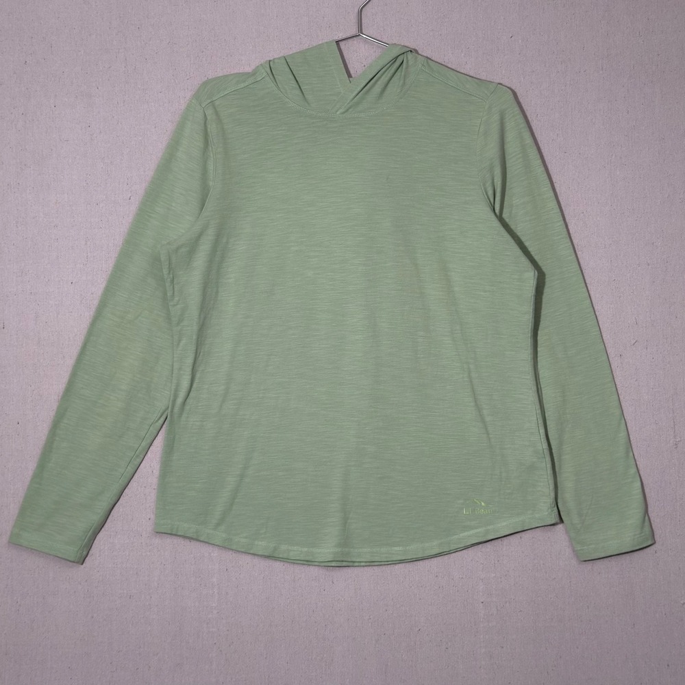 L.L. Bean Hoodie Women Medium Green Insect Shield Repellent Long Sleeve Hiking